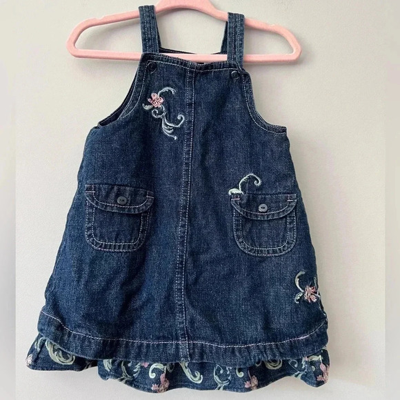 Denim Embroidered Dress |  3-6M Baby Girl - Picture 1 of 3